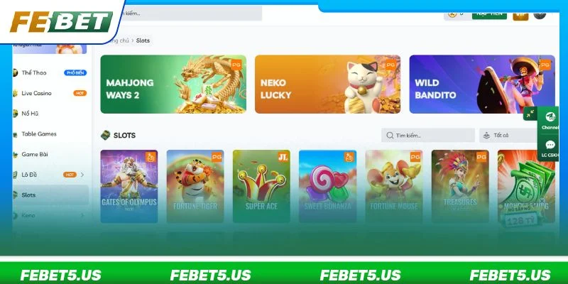 Cược game Nổ hũ online tại nhà cái FEBET rất đơn giản và dễ tham gia