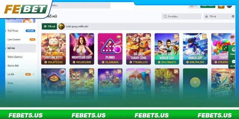 FEBET sở hữu kho tàng game Nổ hũ online đa dạng và phong phú