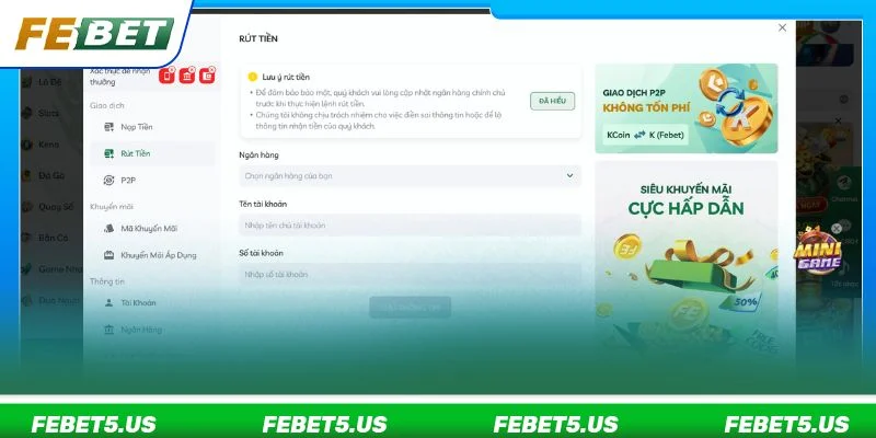 FEBET - Link Vào Nhà Cái Thể Thao, Game Online Không Chặn 09/2026 Hoạt động rút tiền tại nhà cái không phải chịu bất kỳ khoản phí nào